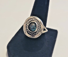 Vintage Dark Blue Turquoise Ring 925 Sterling Silver Size 7