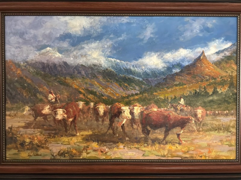 Eric Michaels Oil Painting, traditional western, cowboy, cattle drive, cattle