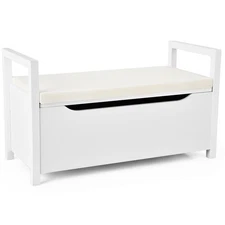 Shoe Bench Storage Rack Cushion Seat Ottoman Bedroom Hallway Entryway White