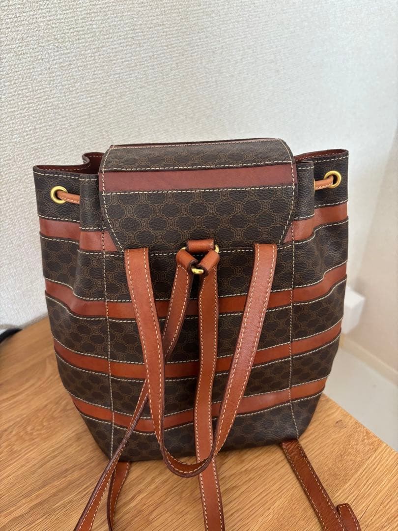 Celine Brown Leather Drawstring Mini Backpack Mac… - image 6