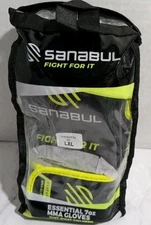 Sanabul Essential 7oz MMA Gloves Fight For It L-XL New In Package Green Black 