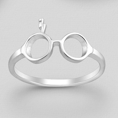 Sterling Silver Glasses with Lighting Bolt Ring Size 7