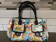 Disney Parks Authentic Original Colorful Retro Collage Purse