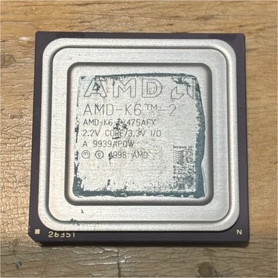 AMD K6-2 Processor AMD K6-2/475AFX CPU, MPN AMD-K6-2/475AFX, 2.2V 3.3V