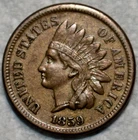 About Uncirculated 1859 Indian Head Cent, Sharp, 1st Year Issue.