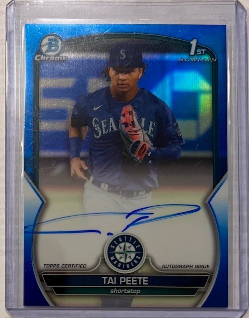 2023 Bowman Draft TAI PEETE RC 1st Chrome Auto Blue Refractor /150 Seattle