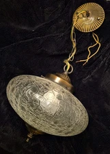 Plafonnier Vintage [ 10 Pouces ] En Verre Craquelé Et Cuivre