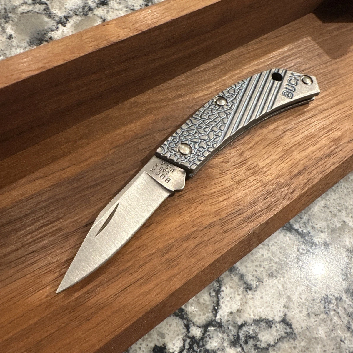 BUCK ナイフ　チタニウム　未使用コレクション Buck Titanium Handle Pocketknife Collectible Modern Factory