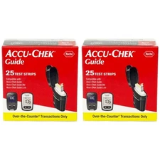 Accu-Chek Guide Glucose Test Strips Diabetic Blood Sugar Testing 25ct Lot of 2
