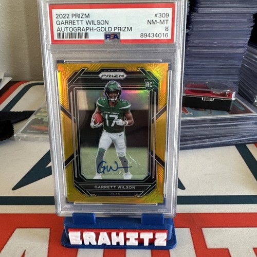 2022 Prizm GOLD Auto Garrett Wilson /10 PSA 8 NM-MT Rookie RC True Gold 309 Jets