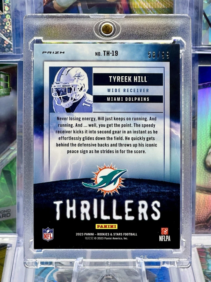 2023 THRILLERS Numbered /99 Red Prizm Holo #TH-19 Tyreek Hill Miami Dolphins - Image 2 of 2
