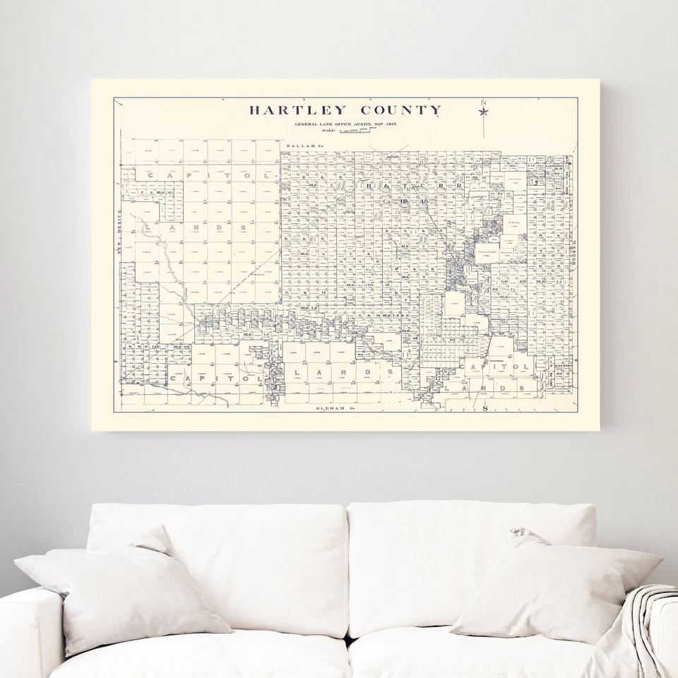 Old Map of Hartley County, TX 1925 - Vintage Texas Art - Image 3 of 4