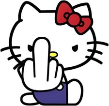 Vinyl Decal- Hello Kitty F You Flip Off  Pick Size Car Sticker