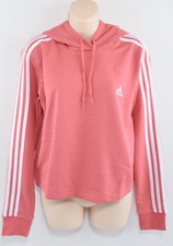 ADIDAS Women's Cropped 3 Stripe Logo Hoodie, Hazy Rose (pink), size S /UK 8-10
