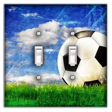 Soccer Decorative Double Toggle Light Switch Cover Wall Plate Decor