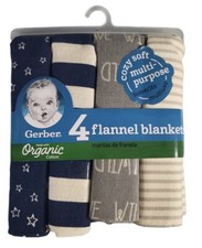 New 4 Gerber Flannel Receiving Blankets, Wild Stars Theme, Baby Shower