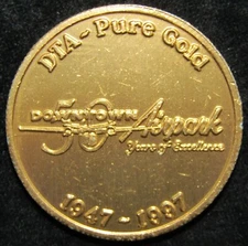 1997 DTA Pure Gold Downtown Airpark 50 Years Excellence Aluminum Token
