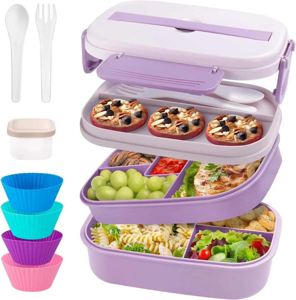 Bento Box Adult Lunch Box, Stackable Lunch Container for Adults Men Women Kids,