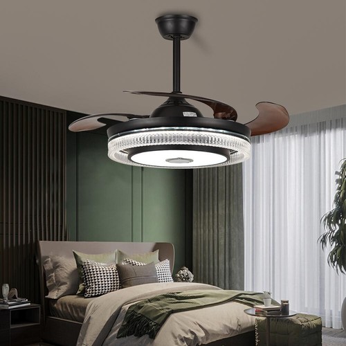 Crystal Chandelier Ceiling Bluetooth Music Fan LED 7Color Light 42" w/Remote - Picture 11 of 12