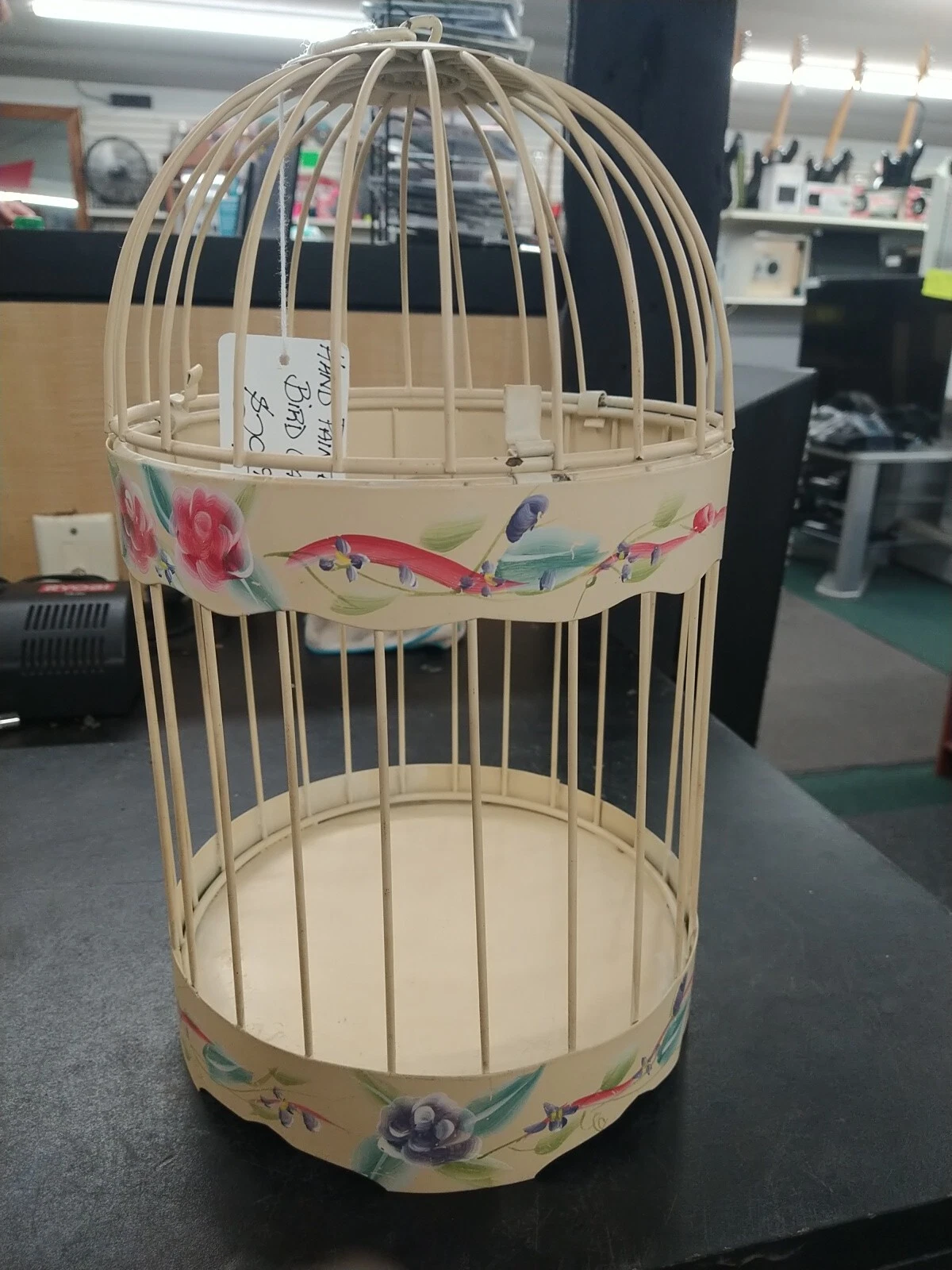 Hand Painted Decorative Birdcage Approximately 15 In Tall
