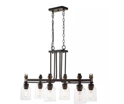 Home Decorators Knollwood 6-Light Bronze Chandelier w/ Vintage Brass Accents