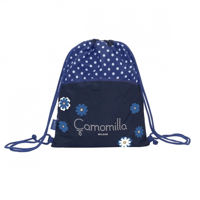 ZAINO ZAINETTO SACCA CAMOMILLA FLOWERS E DOTS BLU eBay