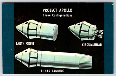 c1960 Project Apollo Space Capsule Three Configurations NASA Postcard Lot of 100