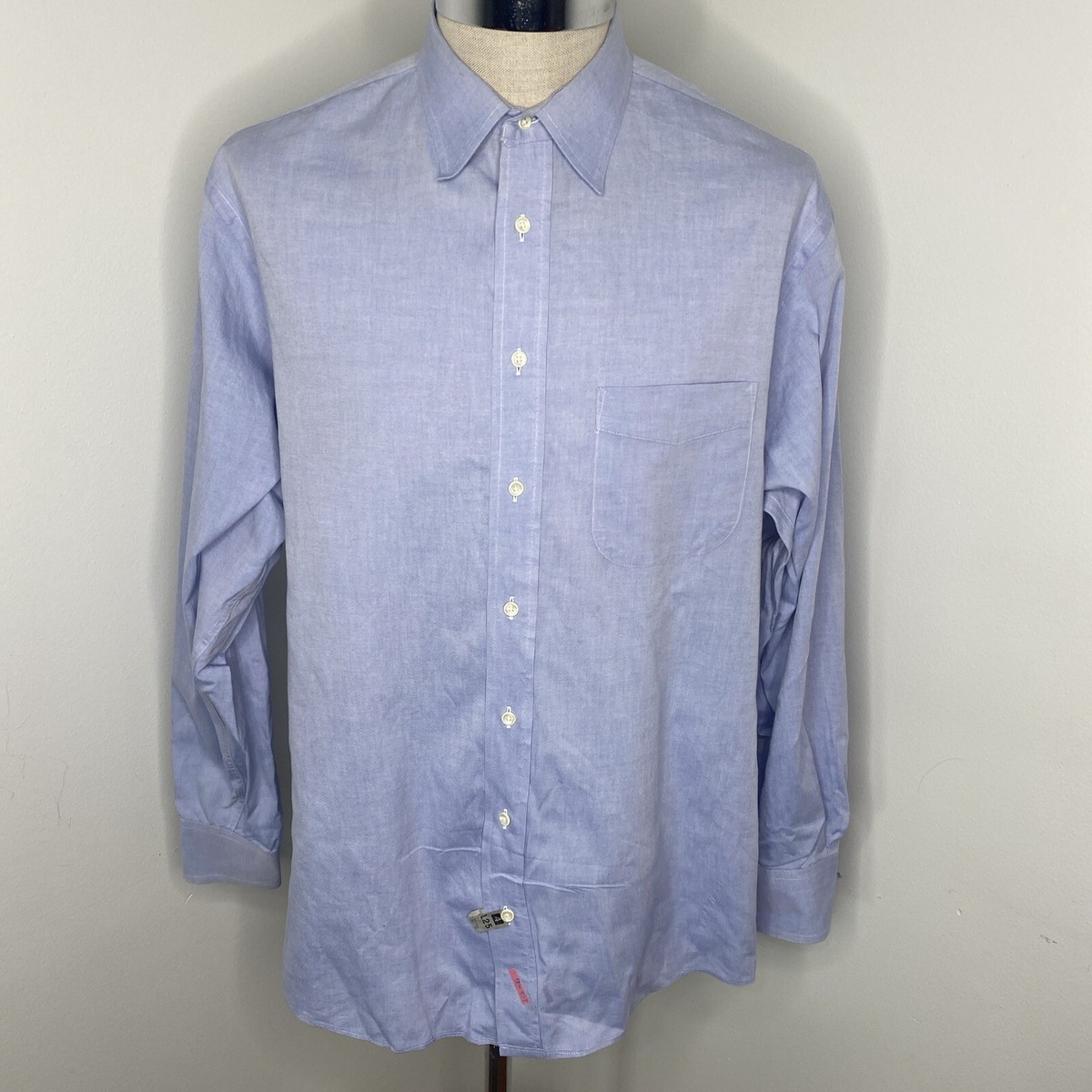 Vintage Burberry Button Down Shirt Long Slv Mens XL Blue Pinport