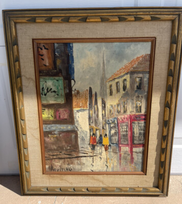 Signed Koopman Original Oil Canvas Painting.Parisian Street Listed Artist!