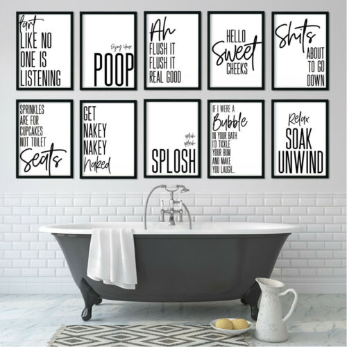 Poster arte da parete stampe bagno umorismo divertente casa toilette quadri moderno minimal