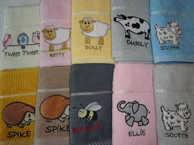 Moderne Küchenhand-/Geschirrtücher aus 100 % Baumwolle. Hund, Vögel, Elefant, Schaf, Schwein usw.