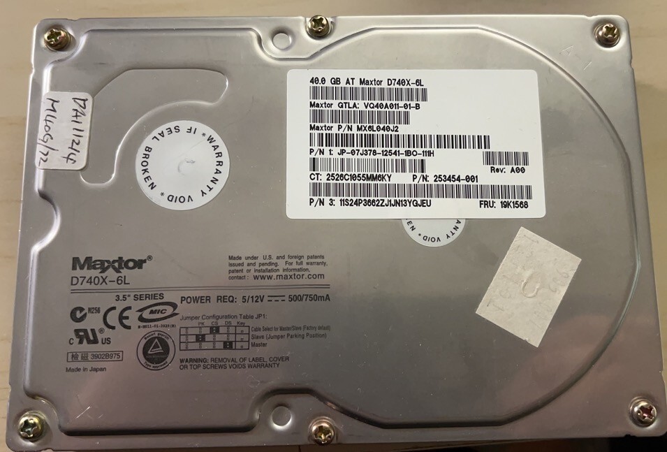 Disque Dur Maxtor D740X-6L IDE 40 Go - Format 3.5" - Pour PC De Bureau - Occasion Fonctionnel