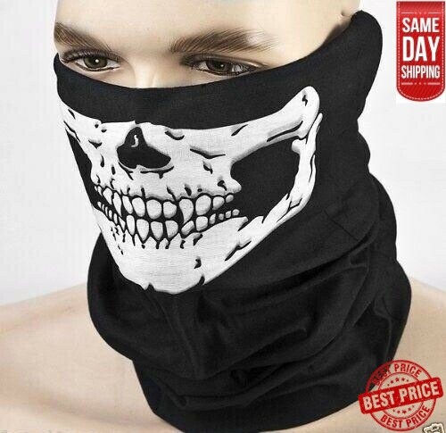 Face Covering Ski Cycling Neck Tube Bandana Scarf Bike BMX Skull Mask Warmer - Picture 12 of 16