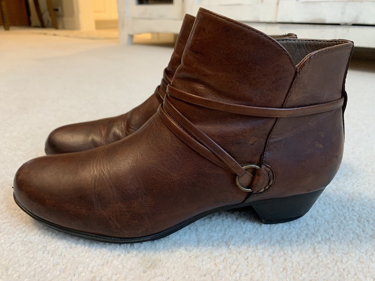 Women's Abeo MAYA Side-Zip Ankle Boots Size Brown Leather BIO System