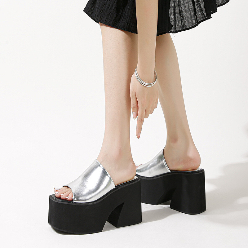 PANTOFOLA D’ORO Sandali estivi 10 cm tacco a zeppa pantofole donna punta aperta plateau scarpe pantofole