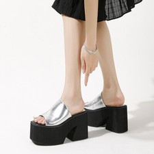 Summer 10Cm Wedge Heel Slippers Women's Open Toe Platform Sandals Shoes Slippers