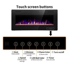 30in Electric Fireplace Wall-Mounted & Recessed Fireplace,Inset Heater Electric