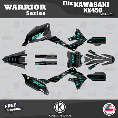Graphics Kit for KAWASAKI KX450 (2019-2023) Warrior Series - Teal Shift