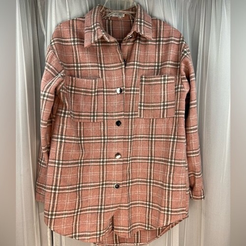Miss Sparkling Button Down Hemdjacke rosa weiß kariert silber Knöpfe Damen M