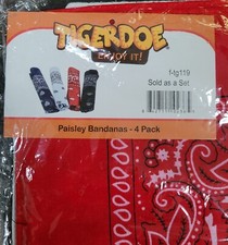 Tigerdoe Paisley Bandanas 4 Pack-Red-White-Black-Blue