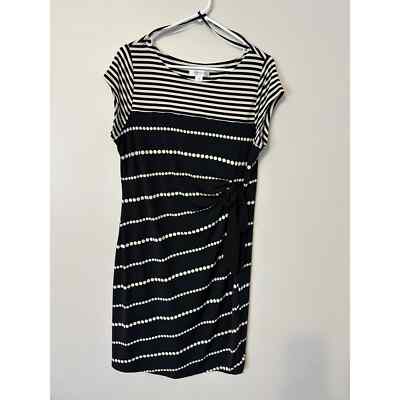 Motherhood Maternity Size L Black and Cream Striped Fitted Dress | eBay