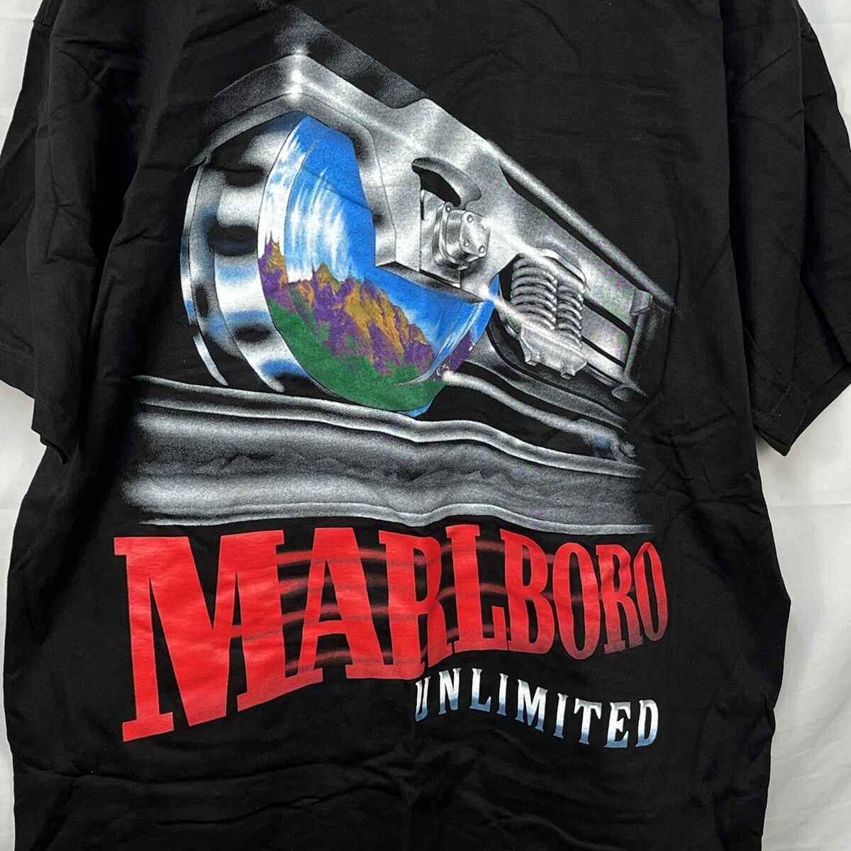 90s マルボロ 半袖 シャツ 企業 銘柄 列車 ブラック レッド ①