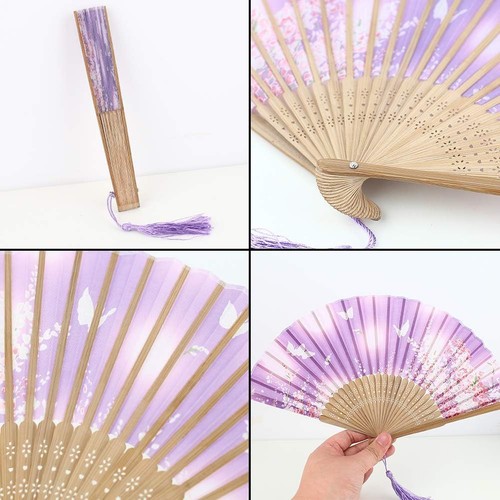 JOHOUSE 4PCS Folding Hand Fans, Held Fans for Women medium, Multicolor - Picture 3 of 6