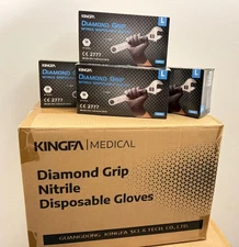 Heavy Duty Industrial Black Nitrile Gloves with Raised Diamond Texture 6mil