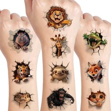 UVUXO Animals Temporary Tattoo for kids - 10 Sheets for Temporary Girls Boy Body