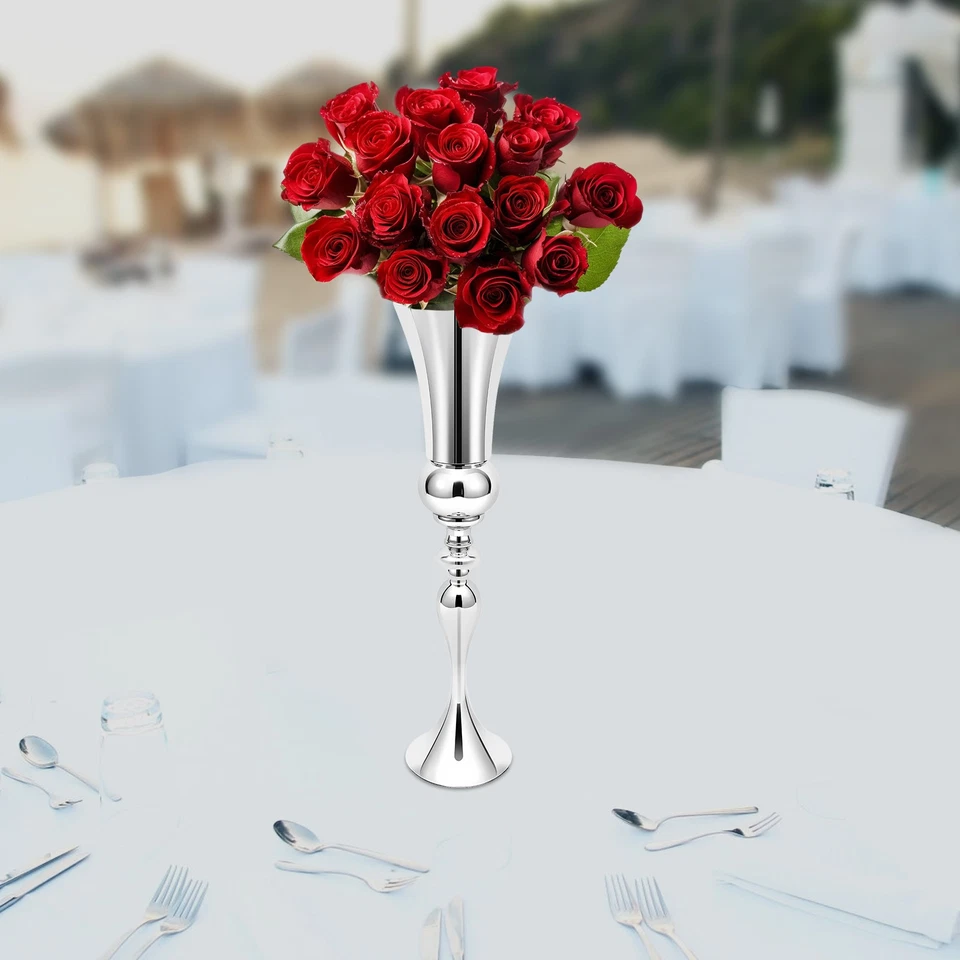 74CM Moderne Bodenvase Gro?e Blumenvase Metall Vase Silber Home Dekoration DE - Bild 2 von 4