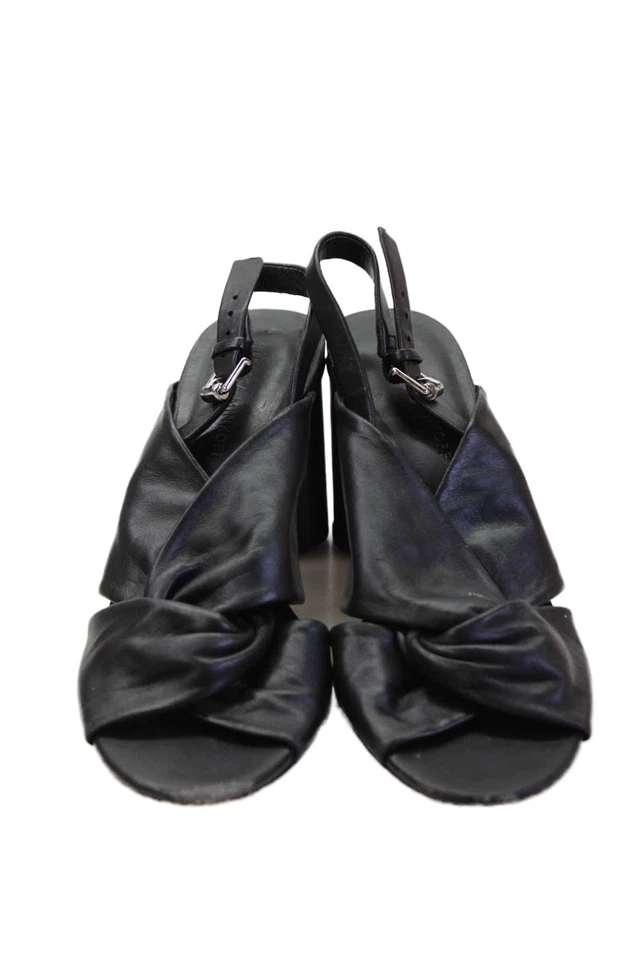 Rebecca Minkoff 女式皮革交叉肩带吊带黑色 7.5 码中号 — 第 2/4 张图片