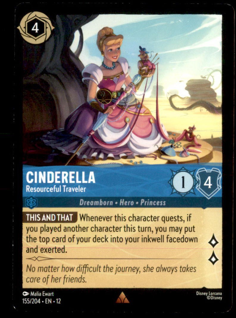 CINDERELLA - RESOURCEFUL TRAVELER 155/204 RARE WILDS UNKNOWN LORCANA NM/M EWART