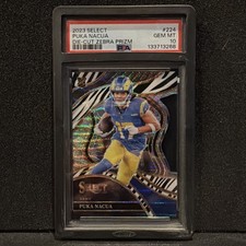 2023 Panini Select - Club Level Puka Nacua 224 Zebra Prizm Die-cut Rc Psa 10