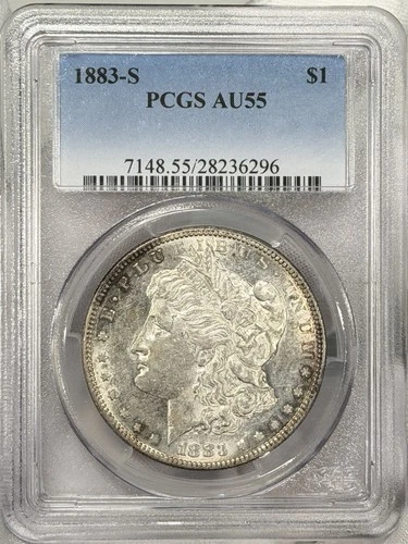 1883-S Morgan Dollar $1 PCGS AU55 San Francisco Silver One Coin SEMI KEY DATE!
